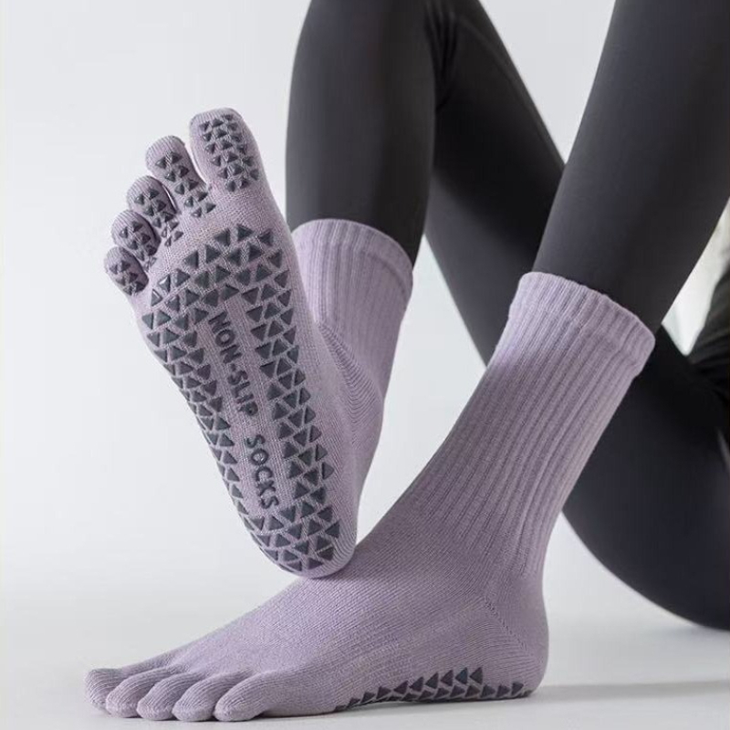 Yoga Toe Separator - Unisex Five‑Toe Yoga Socks Mid‑Calf Non‑Slip