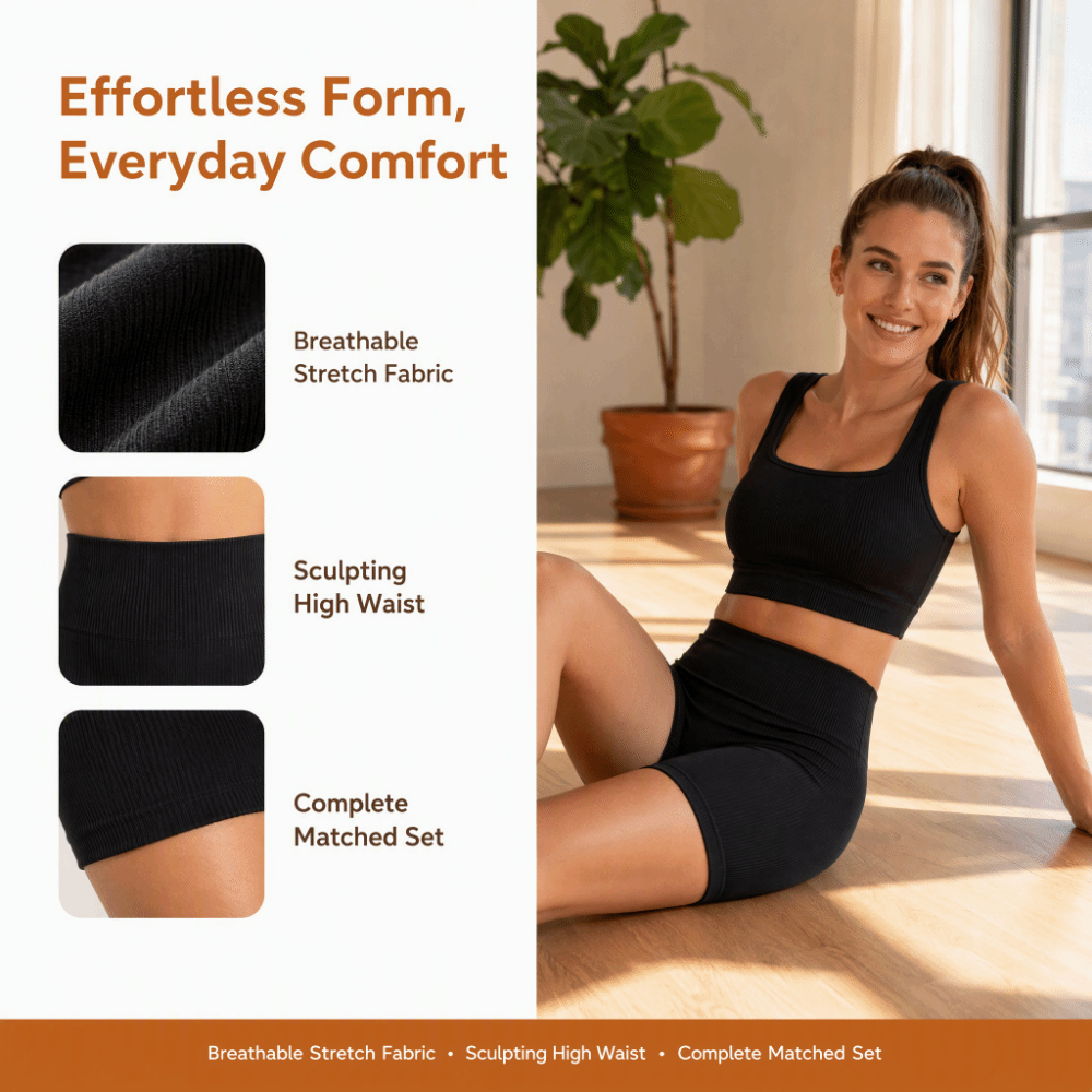 2pcs High Waist Design Ribbed  - Yoga Fitness Class recension och pris